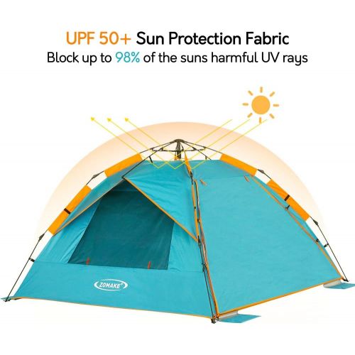  Pop Up Beach Tent Sun Shelter, Portable Sun Shade Instant Tents - 2 & 4 Person - Anti UV - Waterproof - Waterproof,by Zomake