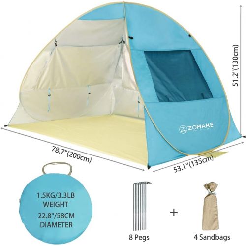  Pop Up Beach Tent Sun Shelter, Portable Sun Shade Instant Tents - 2 & 4 Person - Anti UV - Waterproof - Waterproof,by Zomake