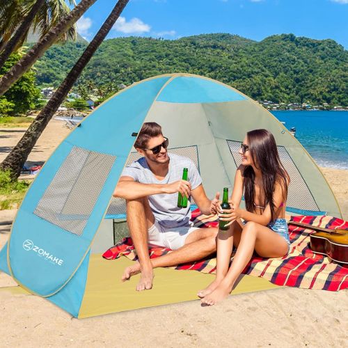  Pop Up Beach Tent Sun Shelter, Portable Sun Shade Instant Tents - 2 & 4 Person - Anti UV - Waterproof - Waterproof,by Zomake