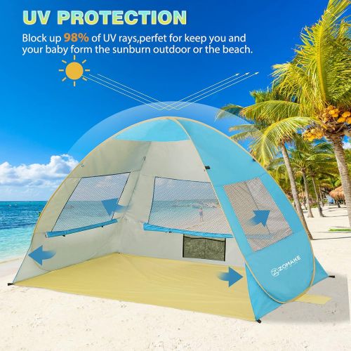  Pop Up Beach Tent Sun Shelter, Portable Sun Shade Instant Tents - 2 & 4 Person - Anti UV - Waterproof - Waterproof,by Zomake