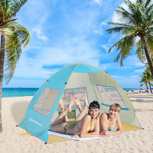  Pop Up Beach Tent Sun Shelter, Portable Sun Shade Instant Tents - 2 & 4 Person - Anti UV - Waterproof - Waterproof,by Zomake