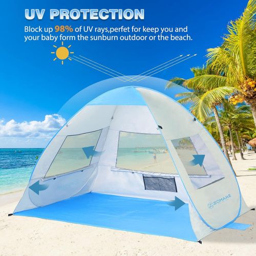  Pop Up Beach Tent Sun Shelter, Portable Sun Shade Instant Tents - 2 & 4 Person - Anti UV - Waterproof - Waterproof,by Zomake