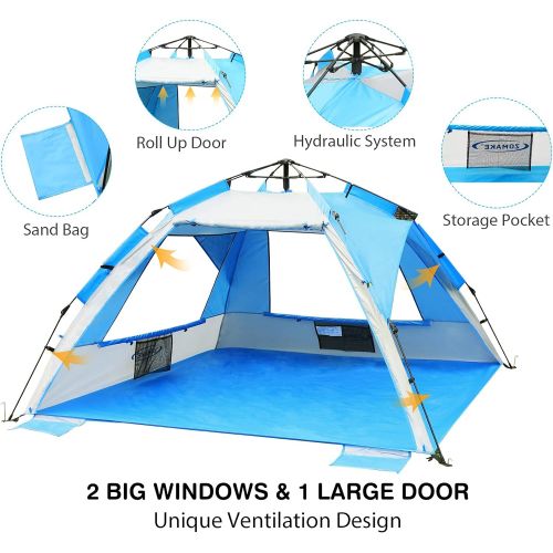  Pop Up Beach Tent Sun Shelter, Portable Sun Shade Instant Tents - 2 & 4 Person - Anti UV - Waterproof - Waterproof,by Zomake