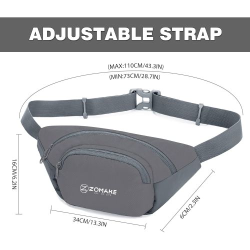  ZOMAKE Fanny Pack for Men Women, Water Resistant Waist Bag - Outdoors Workout Travel Casual Hiking Cycling with Large Compartment …
