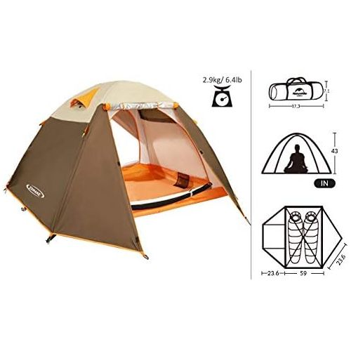  ZOMAKE Lightweight Backpacking Tent, 2 Person Tents for Camping Waterproof Tent Easy Setup Great for Outdoor, Hiking, Mountaineering