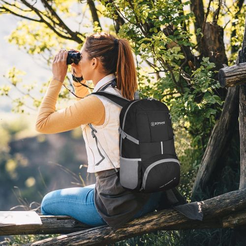  Packable Hiking Backpack Water Resistant,35L Lightweight Daypack Foldable Backpack for Travel,By Zomake(Black)