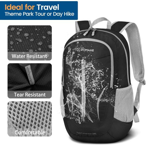  Lightweight Hiking Backpack Water Resistant,25L Packable Daypack Foldable Small Backpack for Travel,By Zomake