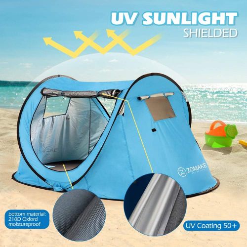  Pop Up Tent 4 Person,Portable Beach Tent,Instant Tents for Camping - Water Resistant- UV Protection Sun Shelter with Carrying Bag,by Zomake