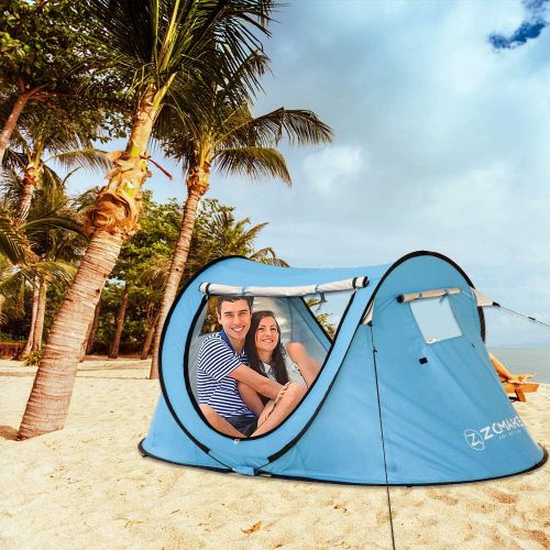  Pop Up Tent 4 Person,Portable Beach Tent,Instant Tents for Camping - Water Resistant- UV Protection Sun Shelter with Carrying Bag,by Zomake