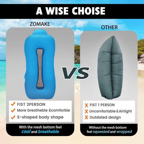  ZOMAKE Inflatable Lounger Air Sofa Hammock Portable & Waterproof,Air Couch Inflatable Loungers for Backyard Lakeside Beach Camping Park Picnics & Music Festivals Camping Compression Sacks