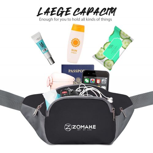  ZOMAKE Large Fanny Pack for Men Women with Compartment, Water Resistant Crossbody Waist Bag Pack Carrying All Phones for Outdoors Workout Travel Casual Running Hiking Cycling