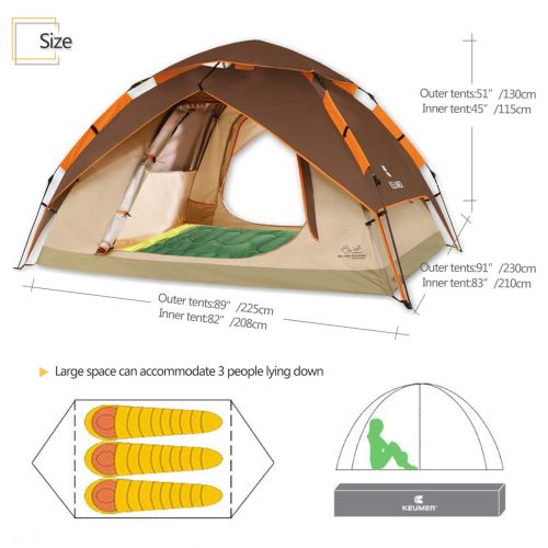  ZOMAKE Dome Tent for Camping 3 4 Person - Waterproof Pop Up Backpacking Tent, Automatic Instant Tent with Easy Setup, Carry Bag Included