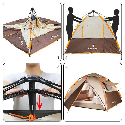  ZOMAKE Dome Tent for Camping 3 4 Person - Waterproof Pop Up Backpacking Tent, Automatic Instant Tent with Easy Setup, Carry Bag Included