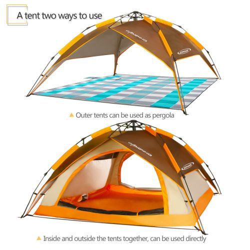  ZOMAKE Dome Tent for Camping 3 4 Person - Waterproof Pop Up Backpacking Tent, Automatic Instant Tent with Easy Setup, Carry Bag Included