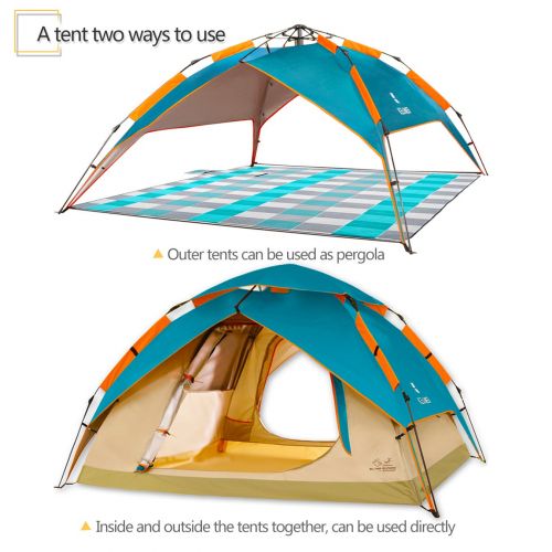  ZOMAKE Dome Tent for Camping 3 4 Person - Waterproof Pop Up Backpacking Tent, Automatic Instant Tent with Easy Setup, Carry Bag Included