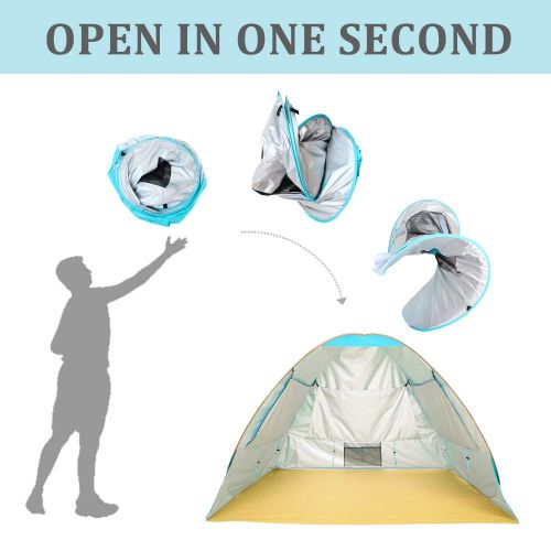  ZOMAKE Pop Up Beach Tent 2-3 Person, Lightweight Portable Sun Shelters Sun Shade Instant Tent Outdoor Cabana with UPF 50+ UV Protection for Baby, Family