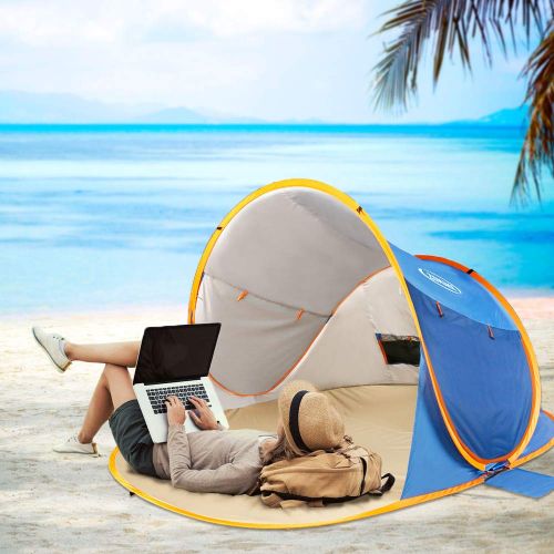  ZOMAKE Pop Up Beach Tent 2-3 Person, Lightweight Portable Sun Shelters Sun Shade Instant Tent Outdoor Cabana with UPF 50+ UV Protection for Baby, Family