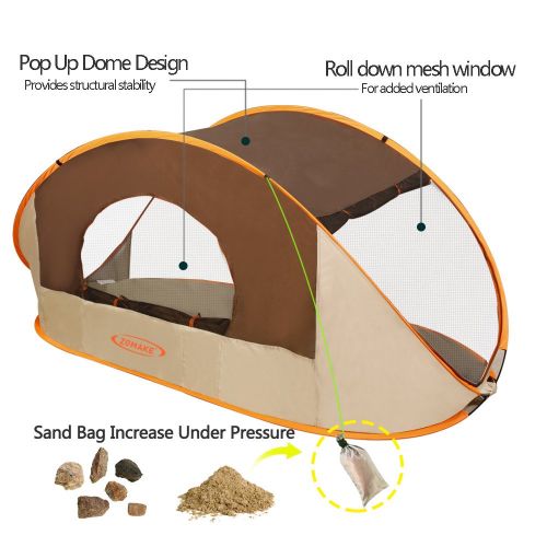  ZOMAKE Pop Up Beach Tent 2-3 Person, Lightweight Portable Sun Shelters Sun Shade Instant Tent Outdoor Cabana with UPF 50+ UV Protection for Baby, Family