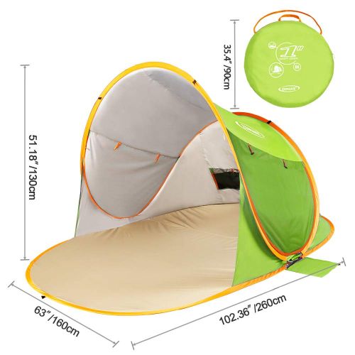  ZOMAKE Pop Up Beach Tent 2-3 Person, Lightweight Portable Sun Shelters Sun Shade Instant Tent Outdoor Cabana with UPF 50+ UV Protection for Baby, Family