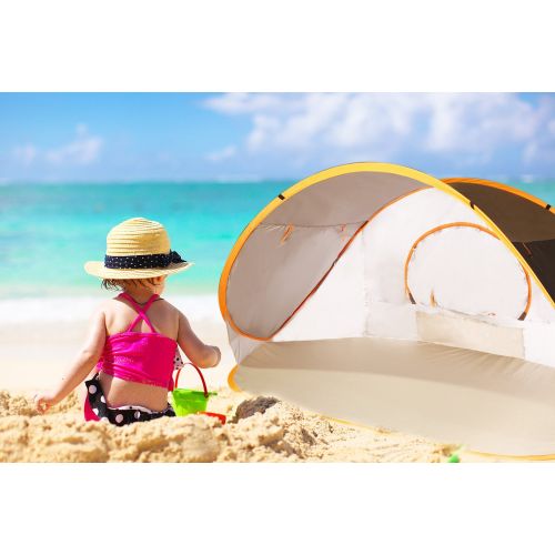  ZOMAKE Pop Up Beach Tent 2-3 Person, Lightweight Portable Sun Shelters Sun Shade Instant Tent Outdoor Cabana with UPF 50+ UV Protection for Baby, Family