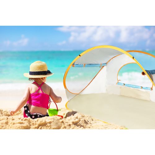  ZOMAKE Pop Up Beach Tent 2-3 Person, Lightweight Portable Sun Shelters Sun Shade Instant Tent Outdoor Cabana with UPF 50+ UV Protection for Baby, Family