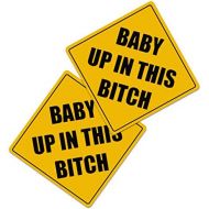 Zone Tech Baby Up On This Bitch Vehicle Bumper Magnet - 2-Pack Premium Quality Convenient Reflective Baby Up On This Bitch Vehicle Safety Funny Sign Bumper Magnet