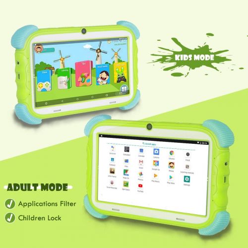  [아마존 핫딜] ZONKO Kids Tablet 7 inch, Eye Protection IPS HD Display, WiFi Android Tablet, 16GB and Supported Micro SD Card, GMS Certified, Kid-Proof Case with Stand (Green)