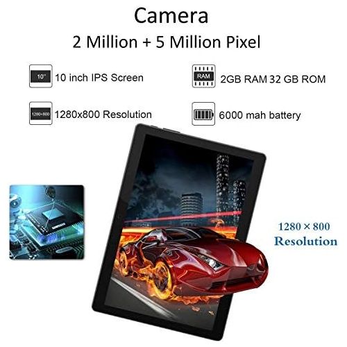  [아마존베스트]ZONKO Tablet 10 Inch Android 9.0 3G Phone Tablets with 32GB Storage Dual Sim Card 5MP Camera, WiFi, Bluetooth, GPS, Quad Core, HD Touchscreen, Support 3G Phone Call (Black)