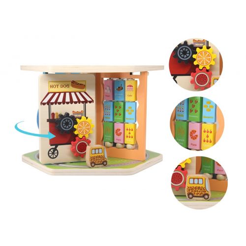  ZONXIE Wooden 7 in 1 Baby Activity Play Cube Bead Maze Toys Activity Center for Babies Toddlers Educational Early Preschool Learning Toys