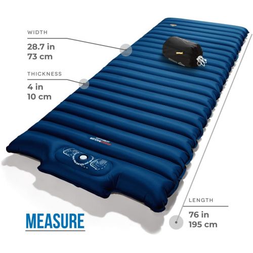  ZOOOBELIVES Extra Thickness Wide Plus Sleeping Pad with Built-in Pump, Inflatable Camping Mattress of Ultimate Comfort for Car Camping, Tent, and Backpacking, Lightweight & Compact