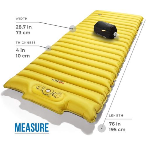  ZOOOBELIVES Extra Thickness Wide Plus Sleeping Pad with Built-in Pump, Inflatable Camping Mattress of Ultimate Comfort for Car Camping, Tent, and Backpacking, Lightweight & Compact