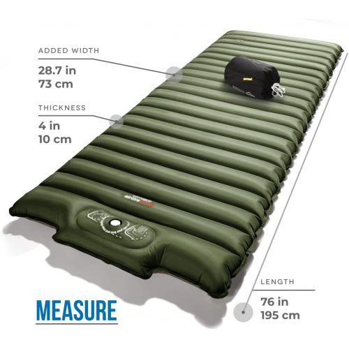  ZOOOBELIVES Extra Thickness Wide Plus Sleeping Pad with Built-in Pump, Inflatable Camping Mattress of Ultimate Comfort for Car Camping, Tent, and Backpacking, Lightweight & Compact