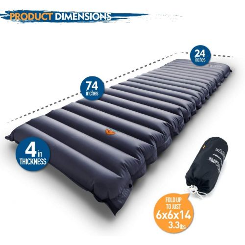  ZOOOBELIVES Extra Thickness Inflatable Sleeping Pad with Built-in Pump, Most Comfortable Camping Mattress for Backpacking, Car Traveling and Hiking, Compact and Lightweight - Airli