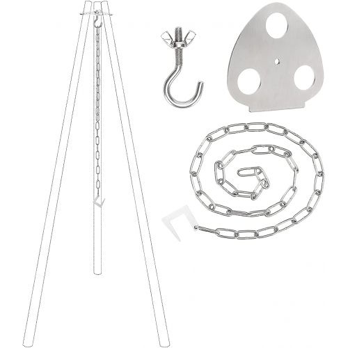  ZORMY Camping Tripod Board, Turn Branches into Campfire Tripod, Stainless Steel Camping Tripod Ring Hanger Outdoor Campfire Support Plate, Portable Camping Gear and Equipment for H