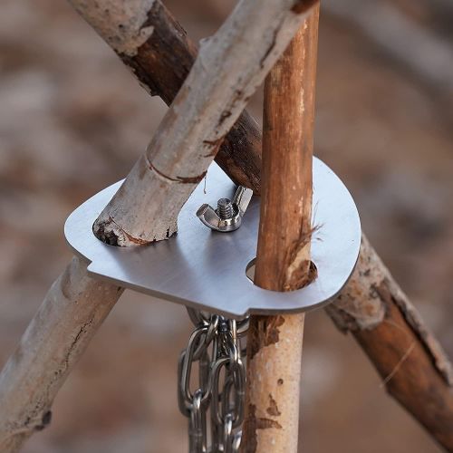  ZORMY Camping Tripod Board, Turn Branches into Campfire Tripod, Stainless Steel Camping Tripod Ring Hanger Outdoor Campfire Support Plate, Portable Camping Gear and Equipment for H