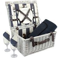 Home Innovation Picnic Basket for 2 with Waterproof Blanket, Durable Wicker Picnic Hamper Set, Willow Picnic Basket Accessories Plates and Utensils, Perfect Wedding, Anniversary or