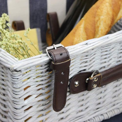  Home Innovation Picnic Basket for 2 with Waterproof Blanket, Durable Wicker Picnic Hamper Set, Willow Picnic Basket Accessories Plates and Utensils, Perfect Wedding, Anniversary or