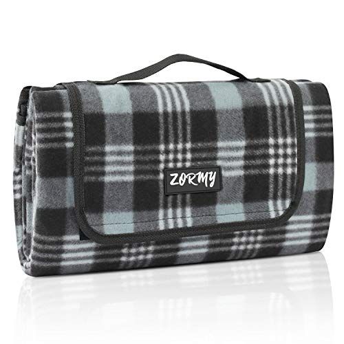  ZORMY Extra Large Picnic Blanket 3 Layers for Waterproof Beach Handy Mat Brown and White Checkered Camping Mat Great for Outdoor Picnic, Beach, Camping, Camping on Grass and Portab