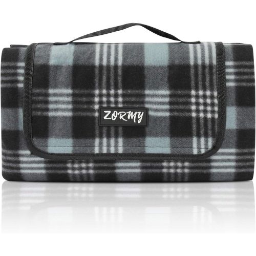  ZORMY Extra Large Picnic Blanket 3 Layers for Waterproof Beach Handy Mat Brown and White Checkered Camping Mat Great for Outdoor Picnic, Beach, Camping, Camping on Grass and Portab