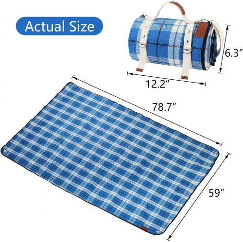  ZORMY Extra Large Picnic Blanket Beach Mat Waterproof Folding Picnic Outdoor Blanket 79 x 59 Oversized Rug Portable Blanket with Stakes for Outdoor Picnics, Camping Beach Concert Grass