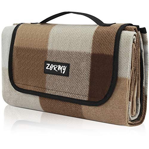  ZORMY Picnic Blanket Waterproof Beach Handy Mat Brown and White Checkered Sand Proof Mat Great for Outdoor Picnic, Beach, Camping, Camping on Grass and Portable