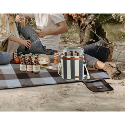  ZORMY Picnic Blanket Waterproof Beach Handy Mat Brown and White Checkered Sand Proof Mat Great for Outdoor Picnic, Beach, Camping, Camping on Grass and Portable