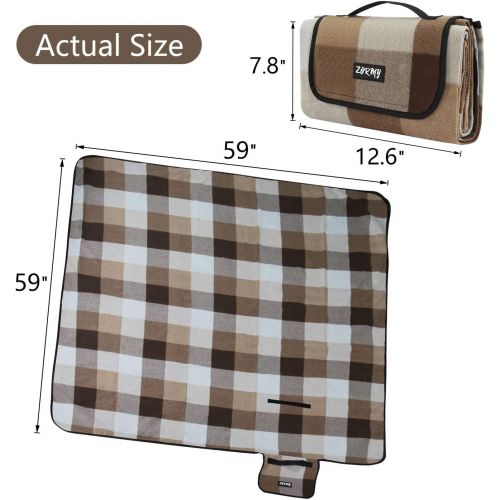  ZORMY Picnic Blanket Waterproof Beach Handy Mat Brown and White Checkered Sand Proof Mat Great for Outdoor Picnic, Beach, Camping, Camping on Grass and Portable