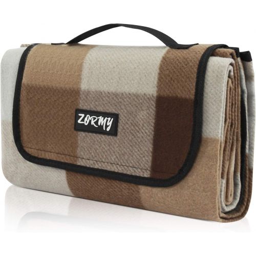  ZORMY Picnic Blanket Waterproof Beach Handy Mat Brown and White Checkered Sand Proof Mat Great for Outdoor Picnic, Beach, Camping, Camping on Grass and Portable