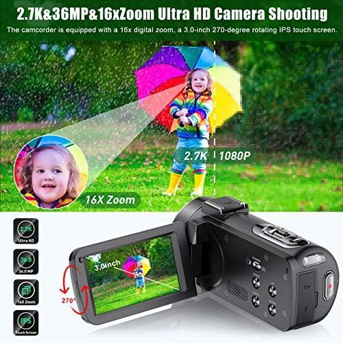  [아마존베스트]ZORNIK Camcorder, IR Night Vision Video Camera, HD 1080P 36MP 16X Digital Zoom 3.0 Inch LCD 270 Degree Rotating Screen Vlogging Camera