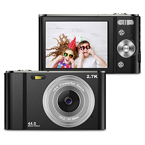  [아마존베스트]ZORNIK 2.7K Digital Camera, Camera Digital 2.88 Inch LCD Battery HD 44 Megapixel 16x Digital Zoom, Students for Adults/Seniors/Children (Black)