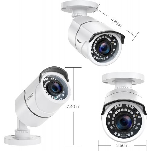  ZOSI 2.0MP 1080p Security Camera 4-in-1 TVI/CVI/AHD/CVBS Surveillance Bullet Camera Indoor Outdoor,120ft Night Vision,Aluminum Metal Housing,Work for 960H,720P,1080P,5MP,4K analog