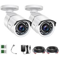 ZOSI 2 Pack 2MP 1080p HD-TVI Home Security Camera Outdoor Indoor 1920TVL,36PCS LEDs,120ft Night Vision, 105°View Angle, Weatherproof Surveillance CCTV Bullet Camera (White Color)