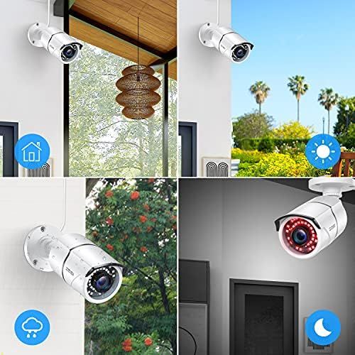  ZOSI 2 Pack 2MP 1080p HD-TVI Home Security Camera Outdoor Indoor 1920TVL,36PCS LEDs,120ft Night Vision, 105°View Angle, Weatherproof Surveillance CCTV Bullet Camera (White Color)