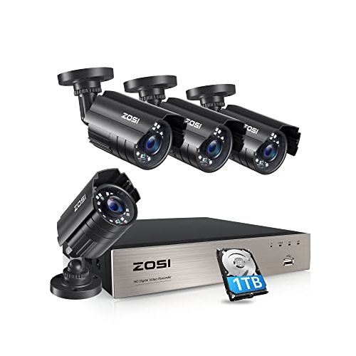  [아마존베스트]ZOSI 1080P Security Camera System with 1TB Hard Drive H.265+ 8CH 5MP Lite HD-TVI Video DVR Recorder with 4X HD 1920TVL 1080P Indoor Outdoor Weatherproof CCTV Cameras ,Motion Alert,